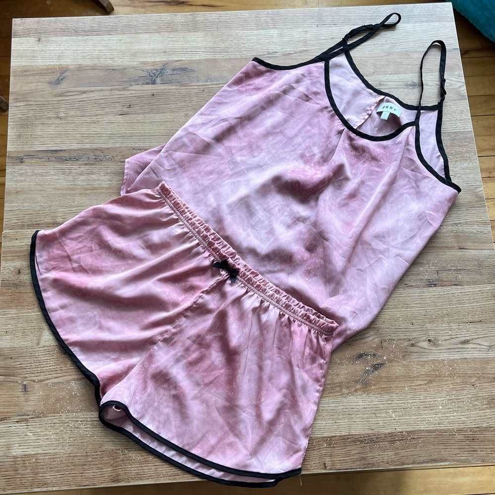 DKNY Satin Two Piece PJ Set Tank & Shorts